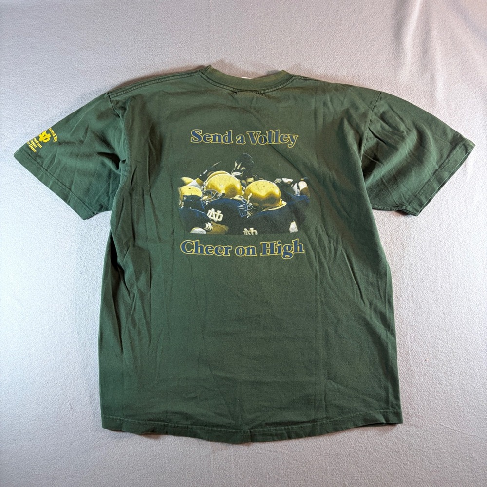 Vintage Notre Dame Football 2000 Irish Green T-Shirt Cadre Athletic Mens XL